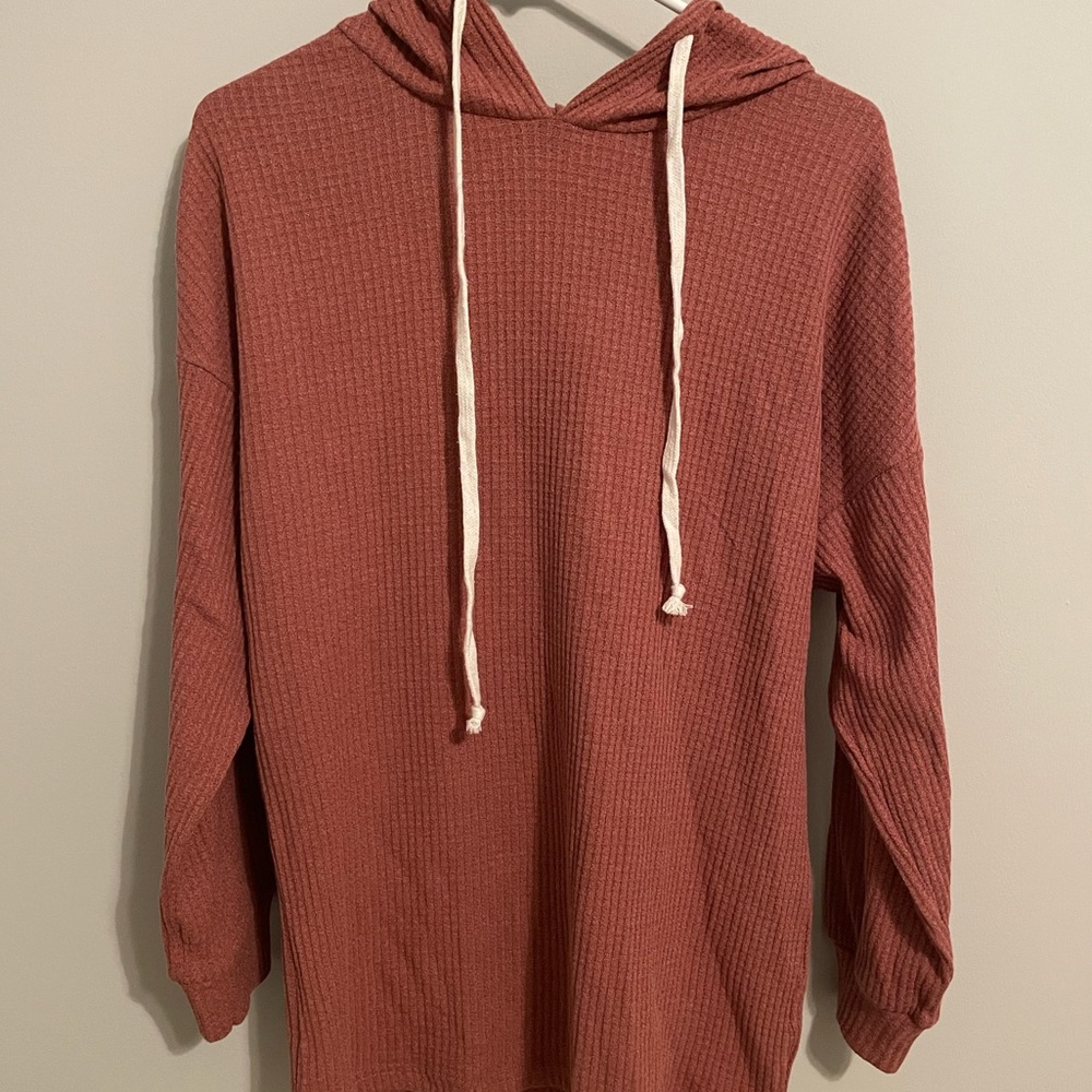 Amazon Waffle Knit Long Sleeve Drawstring Hoodie